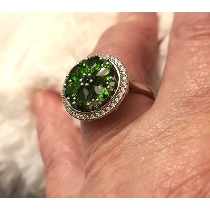 3ct Chrome Diopside Zircon Spinner Halo Ring Sz O Platinum Overlay 925 Silver