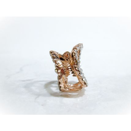 Small mini rose gold circle round shaped hair claw clip with crystals
