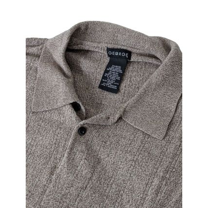George Whipped Latte Knit Sweatshirt Mens 2XL Brown Long Sleeve 1/4 Button Warm