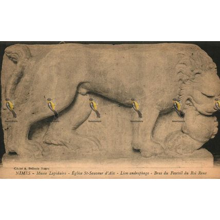 Nimes, Eglise St Sauveur D'Aix, Lion Androphage (2), France, Postcard, 1920s
