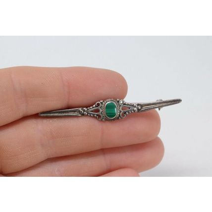 Antique Vintage Edwardian Scottish Agate Sterling Silver Brooch Hallmarked