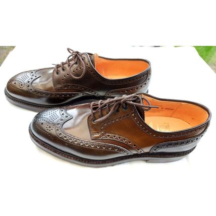 NEW UNWORN CROCKETT & JONES MENS BROWN CORDOVAN BROQUE DOUBLE RUBBER SOLE & HEEL
