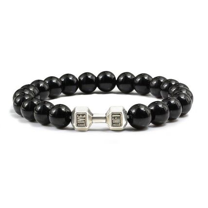 Turquoise Energy Barbell Bracelet – Unisex Gun Black Electroplated Alloy