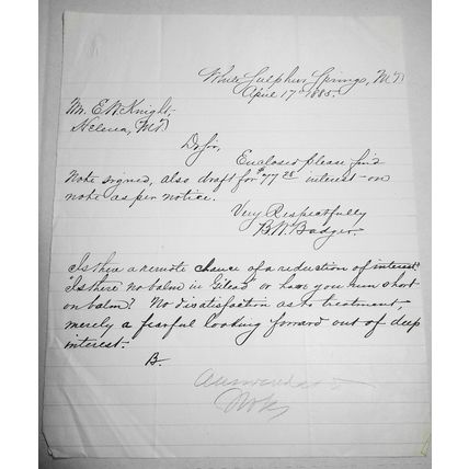 1885 White Sulphur Springs, MT handwritten letter