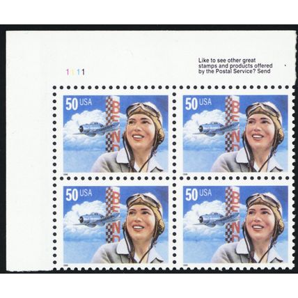 3066a, Mint NH 50¢ - Black Color Omitted Error Plate Block * Stuart Katz