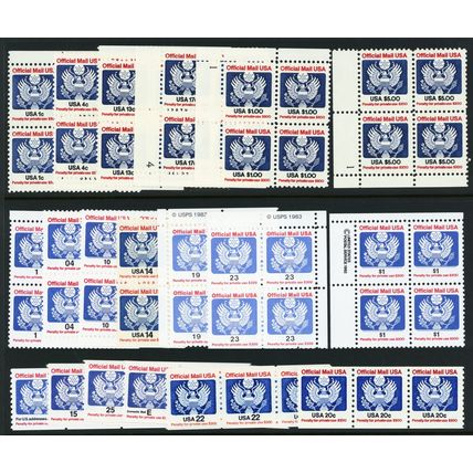 Officials Mint VF NH In Plate Blocks, Blocks & Coils - Stuart Katz