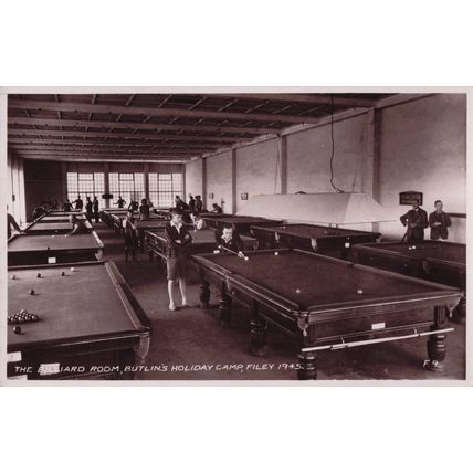 Butlins Holiday Camp Billiard Room Filey Yorkshire Old RPC Postcard