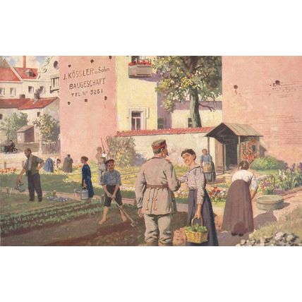 Deutsche Stadtbevolkerung Gartnerischen Gardening WW1 German Postcard