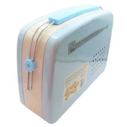 Blue Radio Shaped Tin with 200 Grams Shortbread Biscuits 18.5 CM Food Gift