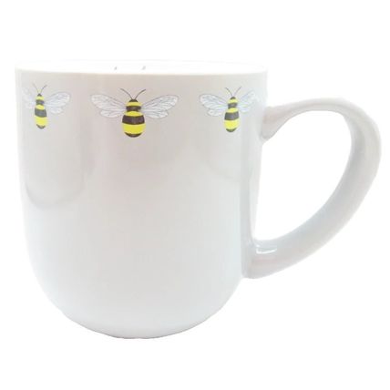 Bee Grey Ceramic Mug 9.5 CM White Inner Bee Happy Detail Microwave & Dishwasher