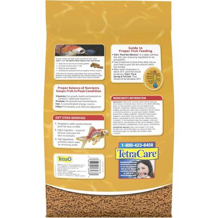 Tetrapond Koi Vibrance, Soft Sticks, Easy to Digest Floating Pond Food, 5.18 Lbs