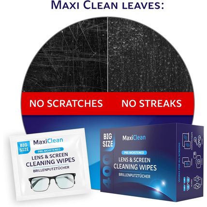 Glasses Wipes Lens Cleaner - Lens Wipes for Eyeglasses - 400 Pre-Moistened Indiv