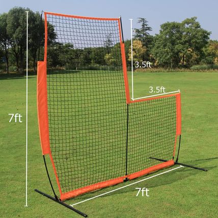 MR Portable Baseball L-Screen 7X7Ft, Lightweight Pitcher Protector Screen, Baseb