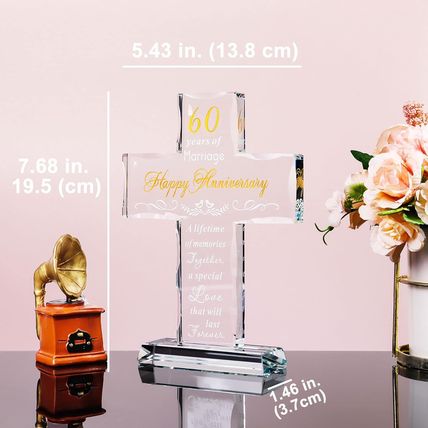 YWHL 60Th Anniversary Cross Gifts for Couple Parents, 60 Years Wedding Anniversa