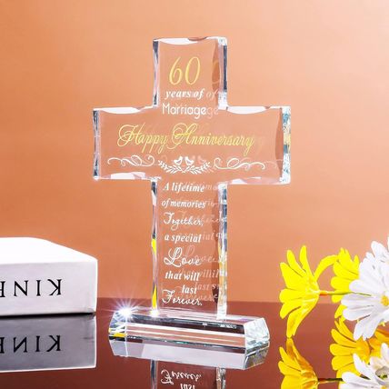 YWHL 60Th Anniversary Cross Gifts for Couple Parents, 60 Years Wedding Anniversa