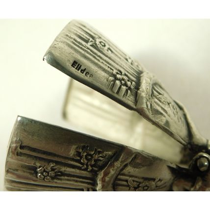 Antique Figural Silver Plated Menu Holder Place Marker Elldee French German DRGM