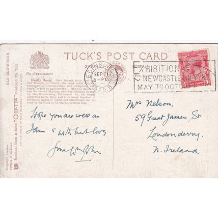 EC490 OLD EDINBURGH - HUNTLY HOUSE. TUCK OILETTE. NEWCASTLE EXHB.CANCEL