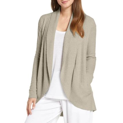 Gray Open Front Shawl Neckline Cardigan