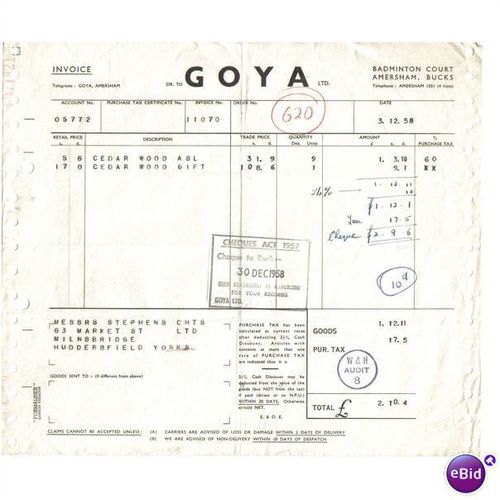 1958 GOYA LTD AMERSHAM BUCKS 11070