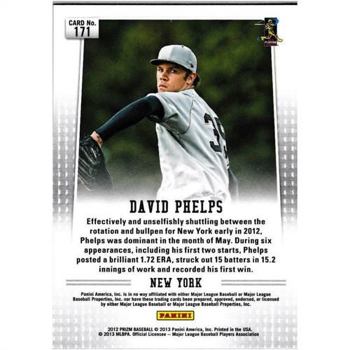 2012 Panini Prizm - #171 - David Phelps RC