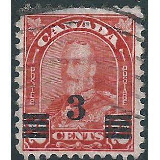 Canada 1932 SG314 3c on 2c Scarlet Fine Used....