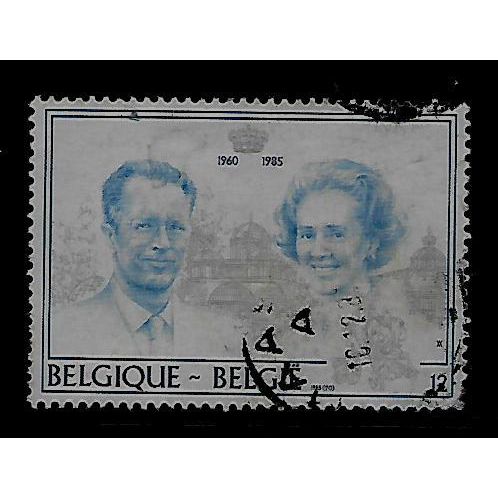 BELGIUM 1985 ROYAL SILVER WEDDING 12F GREY SG 2862 FINE USED