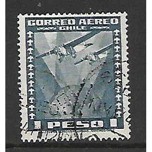 CHILE 1934 AIR 1p GREY FOKKER SG244 FINE USED#