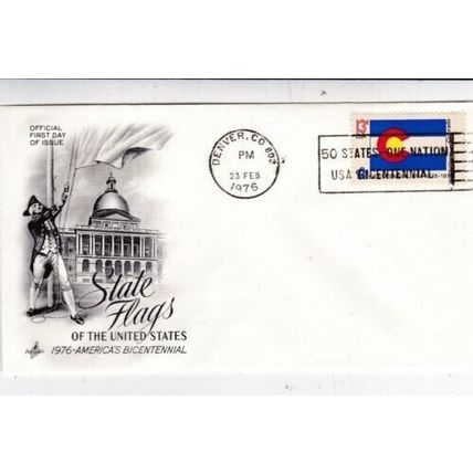 Colorado United States 1976 State Flags FDC Denver Cancel Unaddressed VGC