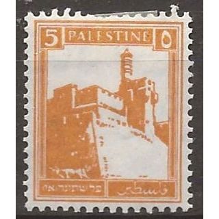 Palestine 1944 SG93b 5m Yellow Mounted Mint . ..