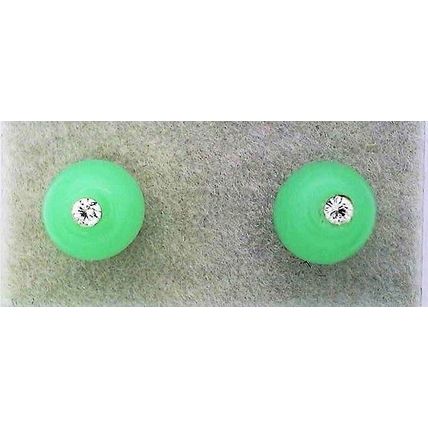 Light Green Opal Glass Crystal 6mm Stud Earrings