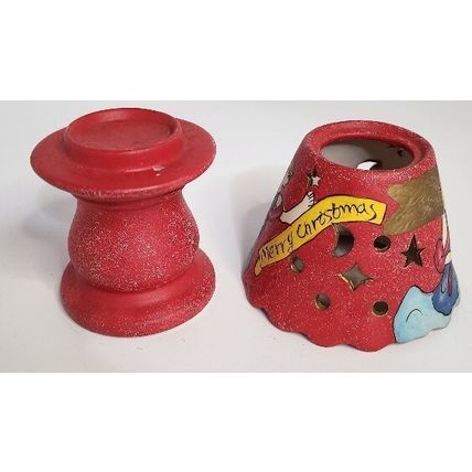 Vintage Ceramic Christmas Santa Fairy Light Tea Candles 5 3/4"