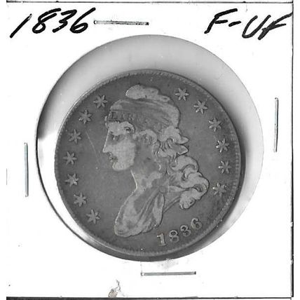 1836 US Bust Silver Half Dollar F/VF Grey Sheet $100
