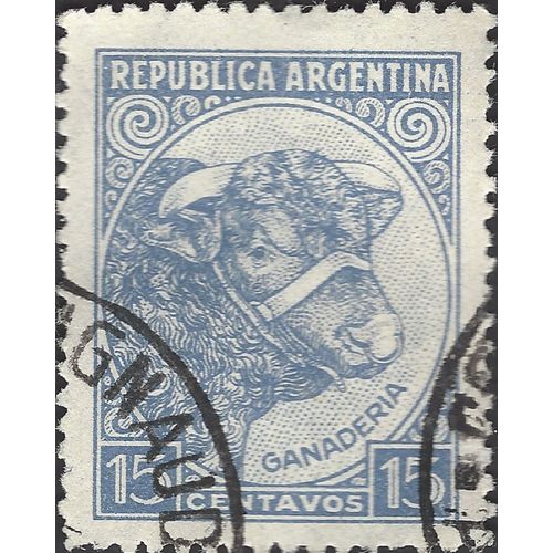 ARGENTINA, MAMMAL, Ganaderia, blue 1936, 15c