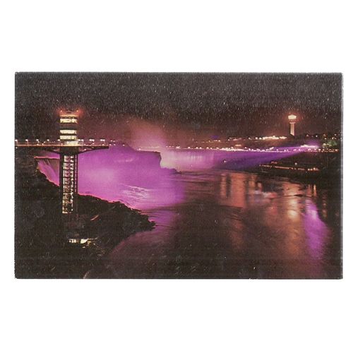 HORSESHOE FALLS, ILLUMINATED, NIAGARA FALLS, ONTARIO, CANADA unused postcard #