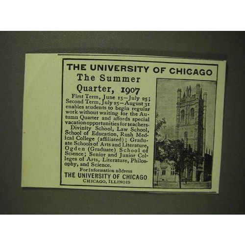 1907 The University of Chicago Ad - Summer Quarter