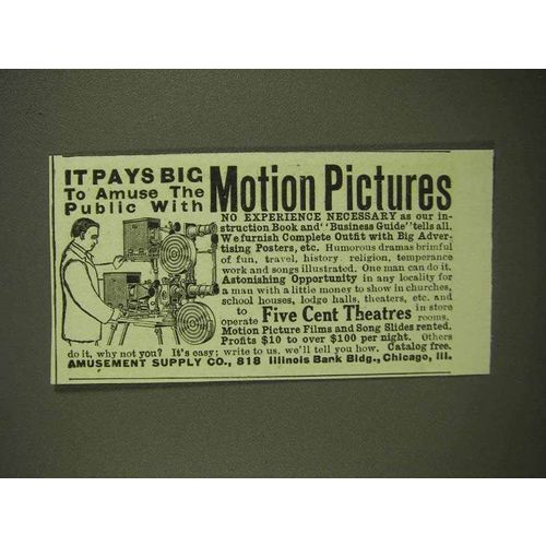 1909 Amusement Supply Co. Ad - Motion Pictures