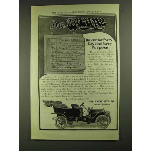 1907 The Wayne 30 Car Ad - For Every Day and Purpose