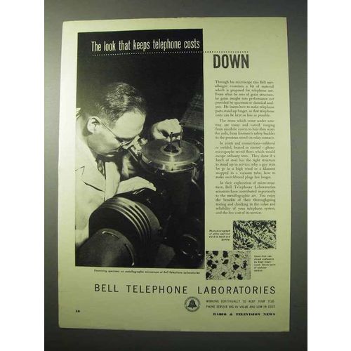 1950 Bell Telephone Ad - Look That Keeps Costs Down