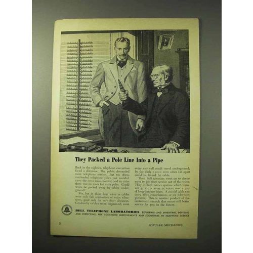 1950 Bell Telephone Ad - Packed a Pole Line Into a Pipe