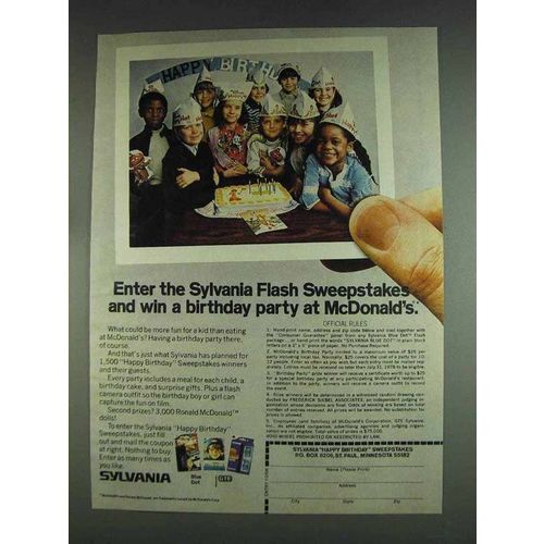 1978 Sylvania Blue Dot Flash Bulbs Ad - McDonald's