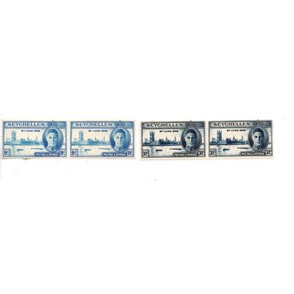 KING GEORGE V1 TWO PAIRS OF SEYCHELLES VICTORY STAMPS MINT NOT HINGED