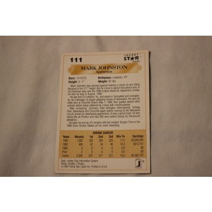 Mark Johnston 1991 Jockey Star NO. 111