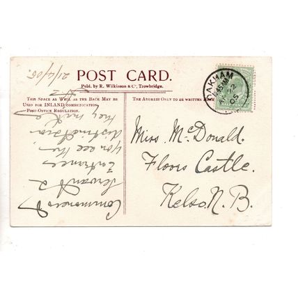 PRINTED POSTCARD WEST FRONT BADMINTON HOUSE GLOUCESTERSHIRE POSTED 1905 (3717)