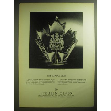 1974 Steuben Glass Advertisement - The Maple Leaf Designed by Donald Pollard