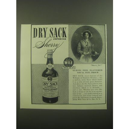 1944 Williams & Humbert Dry Sack Sherry Ad - Guests feel flattered
