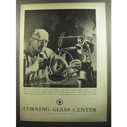 1952 Corning Glass Center Ad - Watch this accomplished craftsman