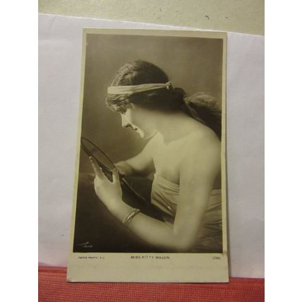 MISS KITTY MASON . actress unused antique postcard RP =