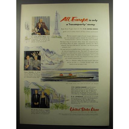 1955 United States Lines Cruise Ad - Mr. and Mrs. Kingman Moore