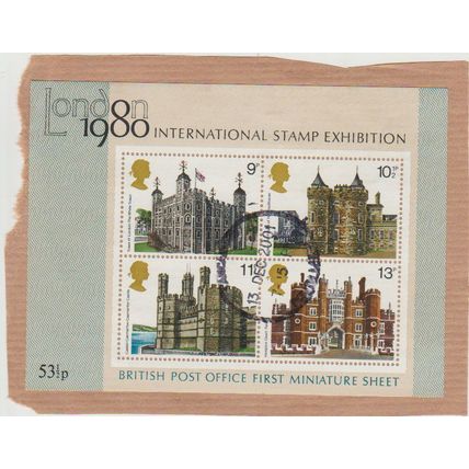 GB 1980 Stampex used mini sheet buildings