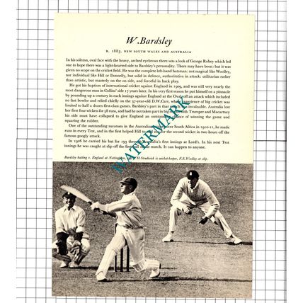 Bill Hitch JW Hitch Cricketer / W Bardsley Cricket - 1952 Book Print